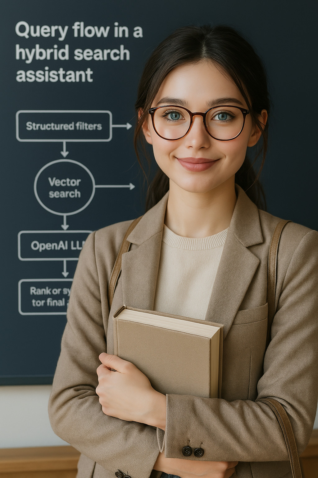 Query flow in a hybrid search
                    assistant